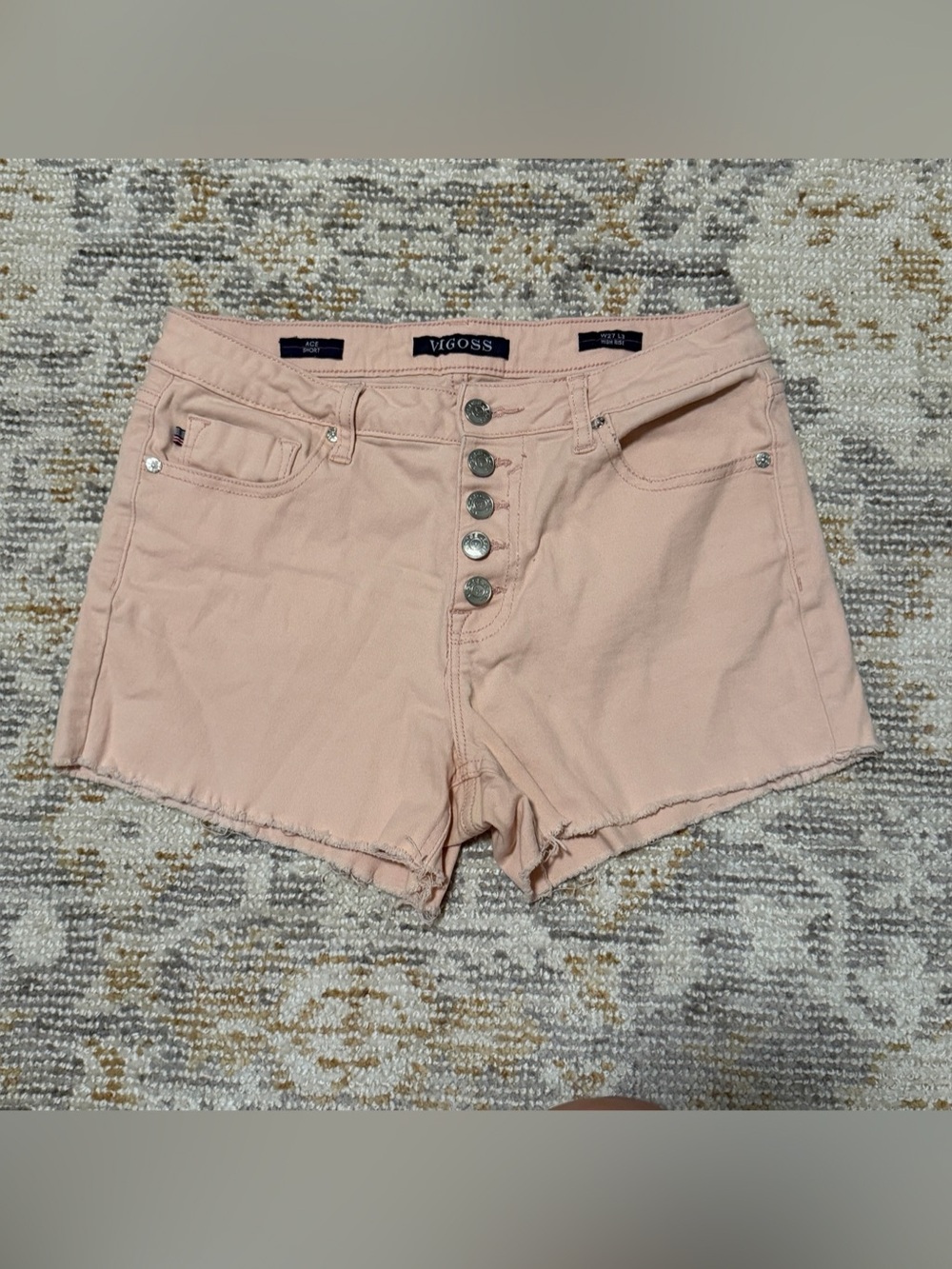Vigoss Ace Short Jean Shorts Raw Hem Pink Waist 27